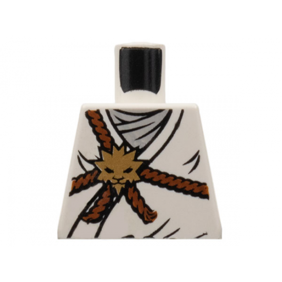 Torso Ninjago Brown Rope, Gold Lion Medallion and Gray Undershirt Pattern