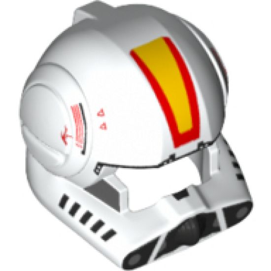 Minifigure, Headgear Helmet SW Clone Pilot with Open Visor and Yellow and Red Markings Pattern