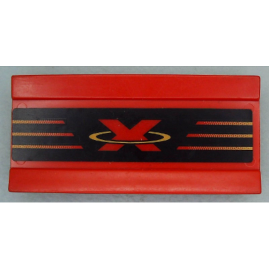 Vehicle Spoiler / Plow Blade 6 x 3 with Hinge with Red and Yellow Extreme Team Logo Pattern (Sticker) - Sets 2963 / 6568 / 6589