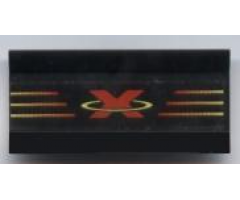 Vehicle Spoiler / Plow Blade 6 x 3 with Hinge with Red and Yellow Extreme Team Logo Pattern (Sticker) - Sets 2963 / 6568 / 6589