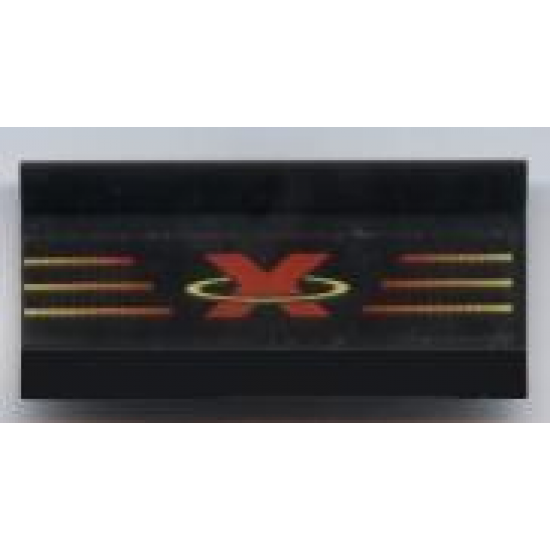 Vehicle Spoiler / Plow Blade 6 x 3 with Hinge with Red and Yellow Extreme Team Logo Pattern (Sticker) - Sets 2963 / 6568 / 6589