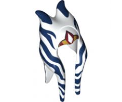Minifigure, Headgear Headdress SW Togruta Montrals Long, Dark Blue and Orange Ahsoka Pattern