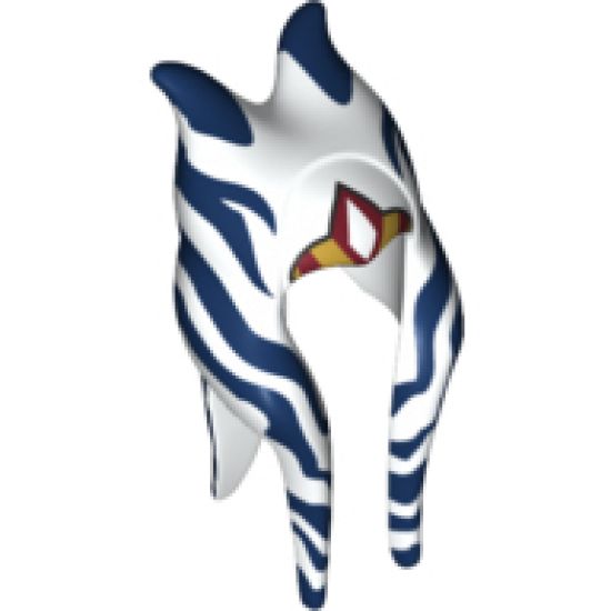 Minifigure, Headgear Headdress SW Togruta Montrals Long, Dark Blue and Orange Ahsoka Pattern