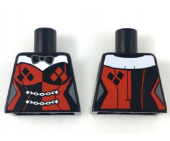 Torso Female Outline, Black and Red Corset with Diamonds Pattern