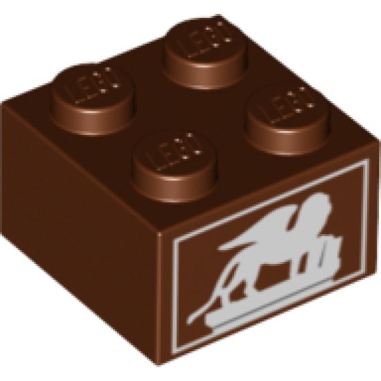 Brick 2 x 2 with White Winged Lion Pattern