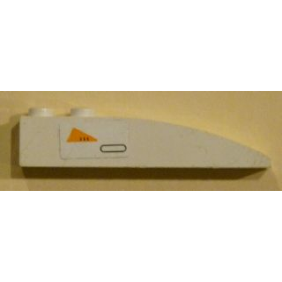 Slope, Curved 6 x 1 with Orange Triangle and Black Outlined Oval Pattern Model Right Side (Sticker) - Set 7163