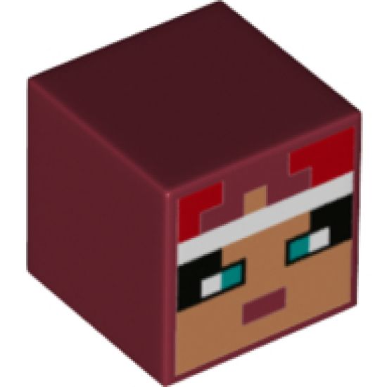 Minifigure, Head, Modified Cube with Minecraft Valorie Face Pattern