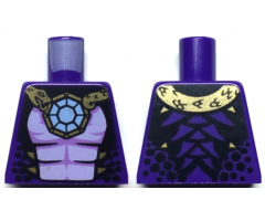 Torso Ninjago Snake with Light Blue Gem and Black Scales with Gold Spikes Pattern (Pythor)