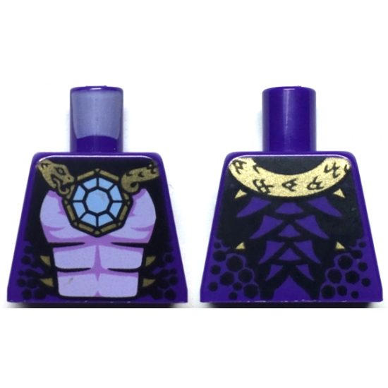 Torso Ninjago Snake with Light Blue Gem and Black Scales with Gold Spikes Pattern (Pythor)