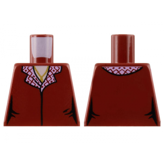 Torso Female Vest with Bright Pink and Dark Red Collar Pattern