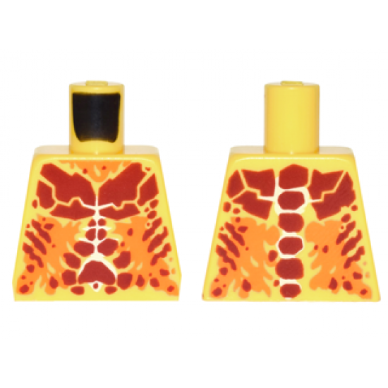 Torso Nexo Knights Bare Chest with Dark Red and Orange Bones and Smudges Pattern