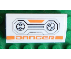 Slope, Curved 2 x 4 x 2/3 without Bottom Tubes with 'DANGER' and Mechanical Pattern (Sticker) - Set 7645