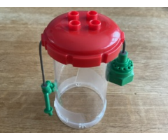 Duplo, Vehicle Cart Lid Octagonal with 2 x 2 Studs, Trans-Clear Cylinder and Green Weight