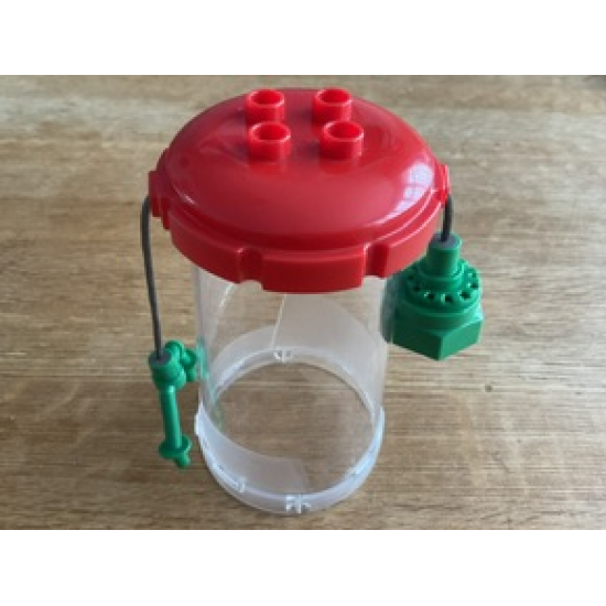 Duplo, Vehicle Cart Lid Octagonal with 2 x 2 Studs, Trans-Clear Cylinder and Green Weight