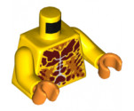 Torso Nexo Knights Bare Chest with Dark Red and Orange Bones and Smudges Pattern / Yellow Arms / Orange Hands