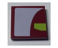 Tile 2 x 2 with White And Lime Panels on Dark Red Background Pattern Model Right Side (Sticker) - Set 7751