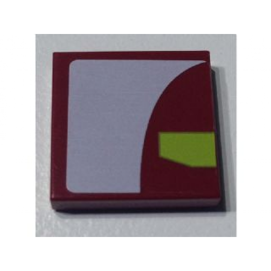 Tile 2 x 2 with White And Lime Panels on Dark Red Background Pattern Model Right Side (Sticker) - Set 7751