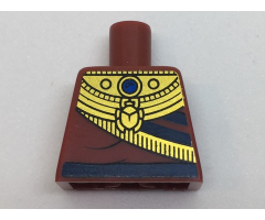 Torso Ancient Egyptian Gold Collar with Scarab, Blue Jewel and Dark Blue Belt Pattern