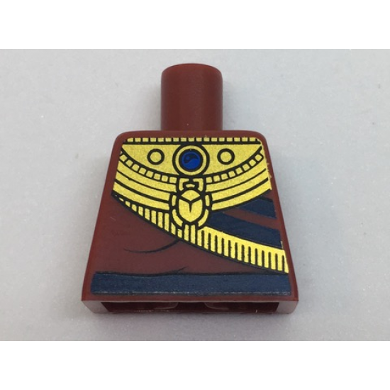 Torso Ancient Egyptian Gold Collar with Scarab, Blue Jewel and Dark Blue Belt Pattern