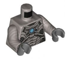 Torso Armor with Black and Silver Panels and Medium Blue Circle Pattern / Flat Silver Arms / Dark Bluish Gray Hands