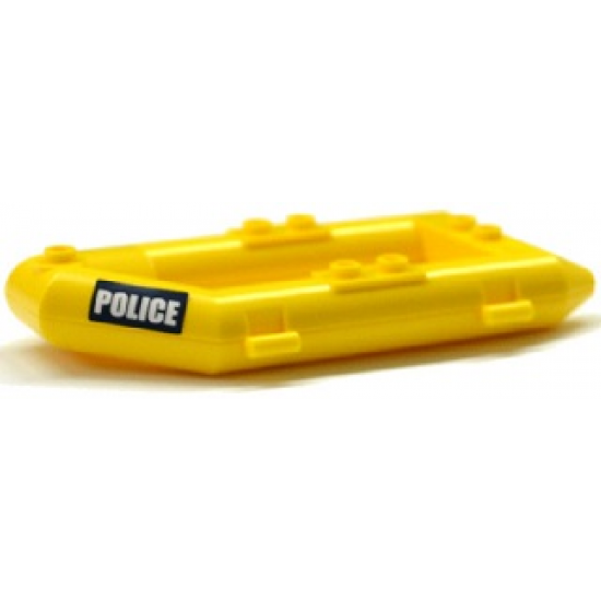 Boat Rubber Raft, Small with White 'POLICE' on Dark Blue Background Pattern on Both Sides (Stickers) - Set 60068