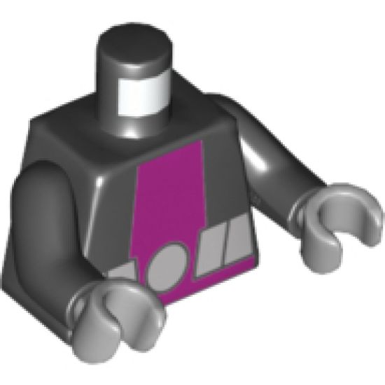 Torso Purple Vertical Stripe and Light Bluish Gray Belt Pattern / Black Arms / Light Bluish Gray Hands