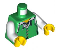 Torso Female Vest with White Undershirt, Laces, Three Buttons, and Yellow Neck Pattern / White Arms / Yellow Hands
