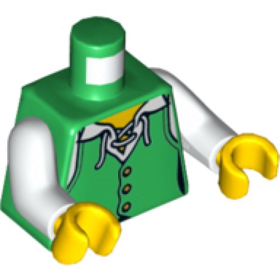 Torso Female Vest with White Undershirt, Laces, Three Buttons, and Yellow Neck Pattern / White Arms / Yellow Hands