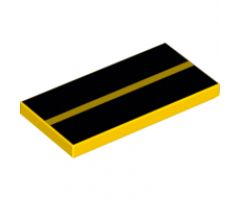 Tile 2 x 4 with 2 Black Stripes Pattern