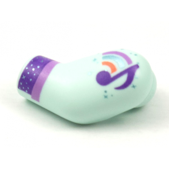 Arm, Left with Metallic Light Blue Sparkles, Music Note and Dark Purple Cuff Pattern