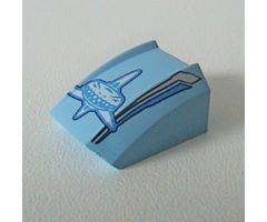 Slope, Curved 2 x 2 Lip with White Shark, Silver Stripes Pattern