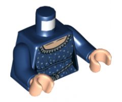 Torso Female Dress with Light Nougat Neck, Silver Collar, Spots and Rope Belt Pattern / Dark Blue Arms / Light Nougat Hands