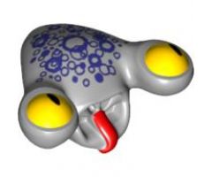 Minifigure, Head, Modified Alien with Tongue and Yellow Eyes, Dark Purple Scales Pattern (Squidtron)
