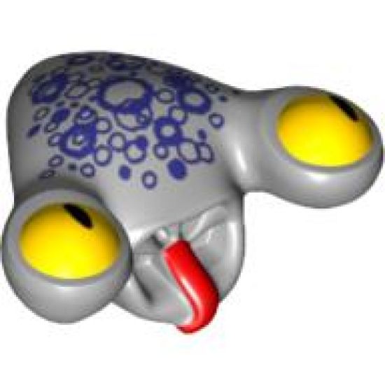 Minifigure, Head, Modified Alien with Tongue and Yellow Eyes, Dark Purple Scales Pattern (Squidtron)