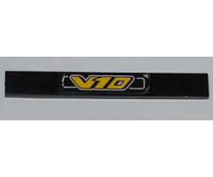Tile 1 x 8 with Yellow 'V10' Pattern (Sticker) - Set 8458