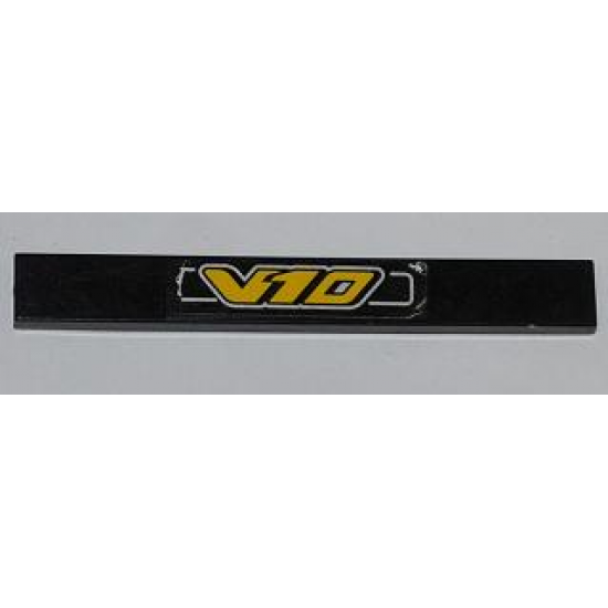 Tile 1 x 8 with Yellow 'V10' Pattern (Sticker) - Set 8458