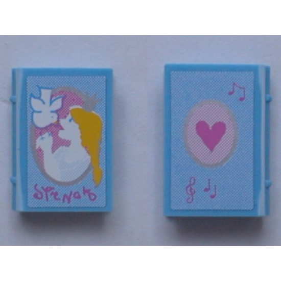 Minifigure, Utensil Book 2 x 3 with Princess with Dove, Heart Pattern (Stickers) - Set 5834