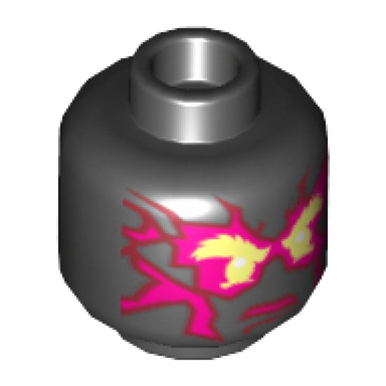 Minifigure, Head Male with Red Energy Pattern (NRG Cole) - Hollow Stud