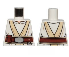 Torso SW White and Tan Jedi Robe with Reddish Brown Belt Pattern (Luke Skywalker)