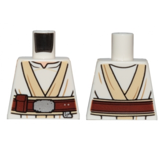Torso SW White and Tan Jedi Robe with Reddish Brown Belt Pattern (Luke Skywalker)