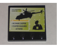Tile, Modified 4 x 4 with Studs on Edge with Helicopter and Command Center Pattern (Sticker) - Set 8971