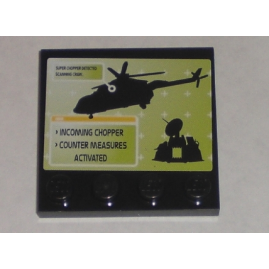 Tile, Modified 4 x 4 with Studs on Edge with Helicopter and Command Center Pattern (Sticker) - Set 8971