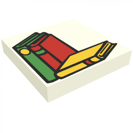 Tile 2 x 2 with Fabuland Books Pattern