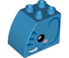 Duplo, Brick 2 x 3 x 2 with Curved Top with Elephant Pattern on Both Sides
