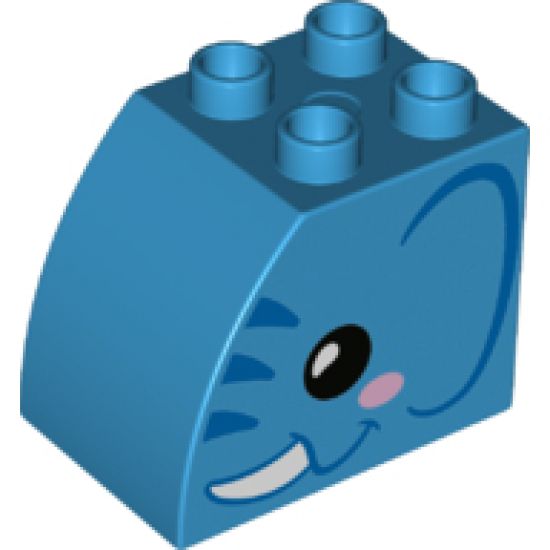 Duplo, Brick 2 x 3 x 2 with Curved Top with Elephant Pattern on Both Sides