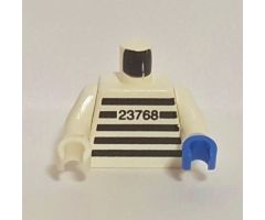 Torso Jail Stripes with Number 23768 Pattern / White Arms / White Hand Right / Blue Hand Left