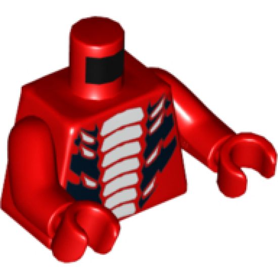 Torso Ninjago Snake with White and Large Black Scales Pattern / Red Arms / Red Hands