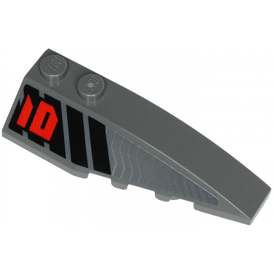 Wedge 6 x 2 Right with Red Number 01 and Black and Silver Stripes Pattern (Sticker) - Set 71713
