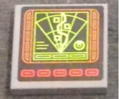 Tile 2 x 2 with Computer Screen with Radar, Waved Line and Red Buttons Pattern (Sticker) - Set 76023