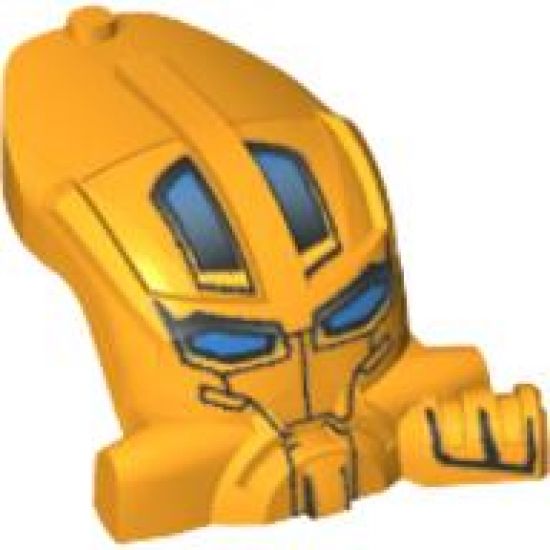 Minifigure, Head, Modified Bionicle Toa Mahri Kongu / Matoro with Blue Eyes Pattern